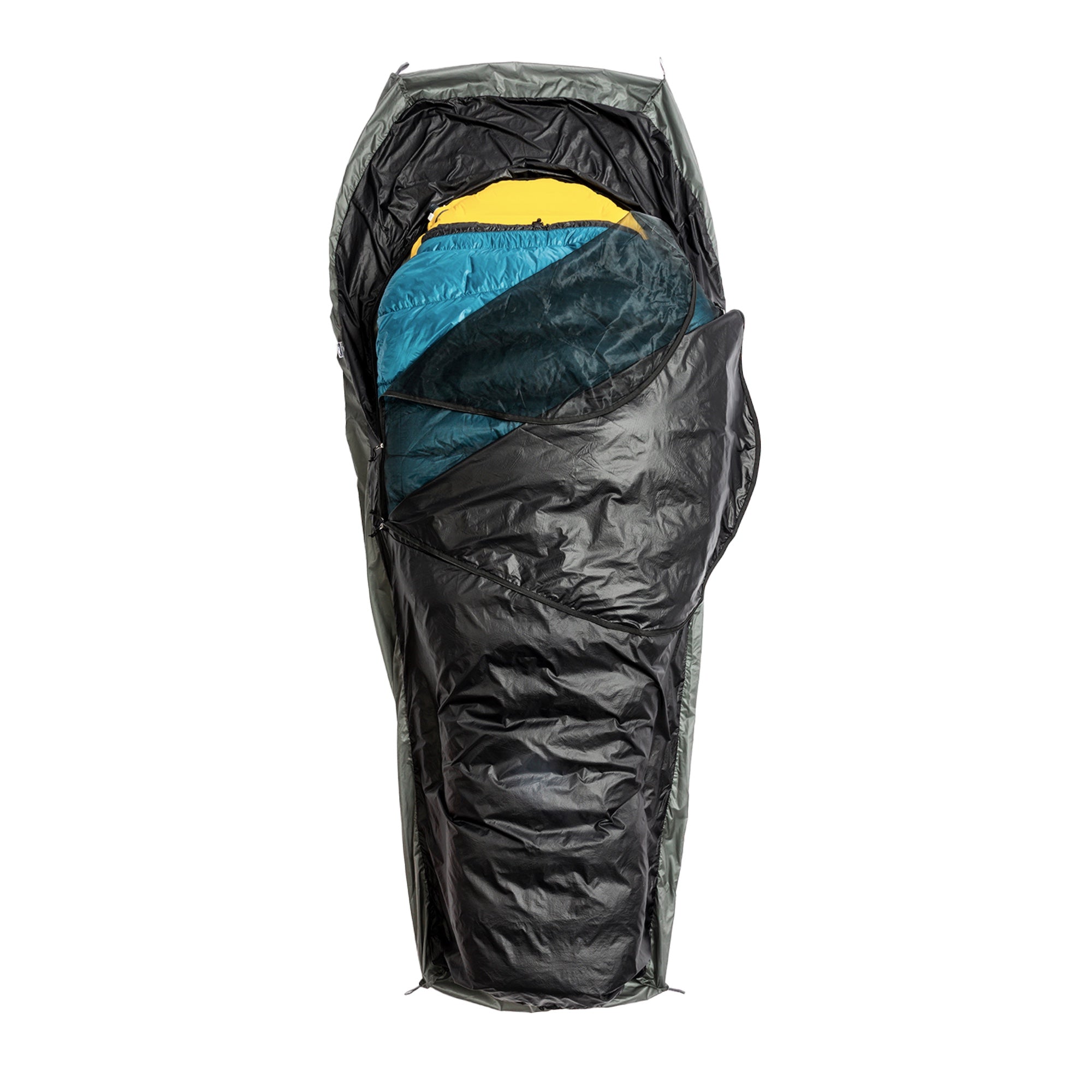 Wren Bivy partially unzipped, top view